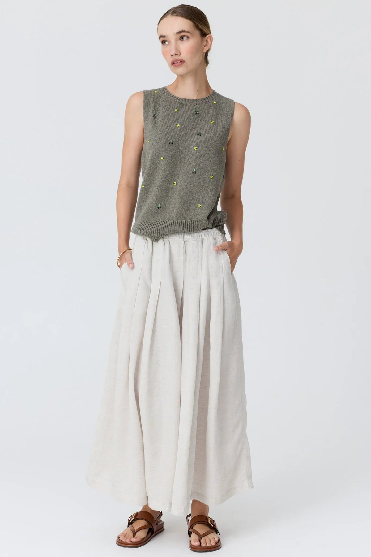 Viloa Tank Beaded / Moss