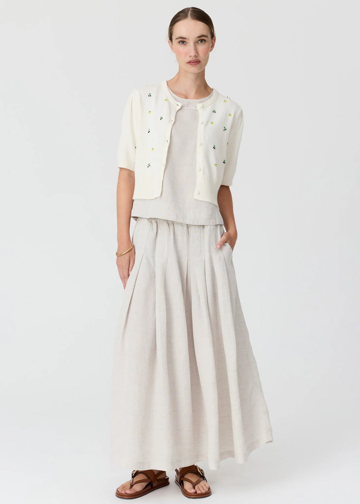 Frankie Button Tank / Natural