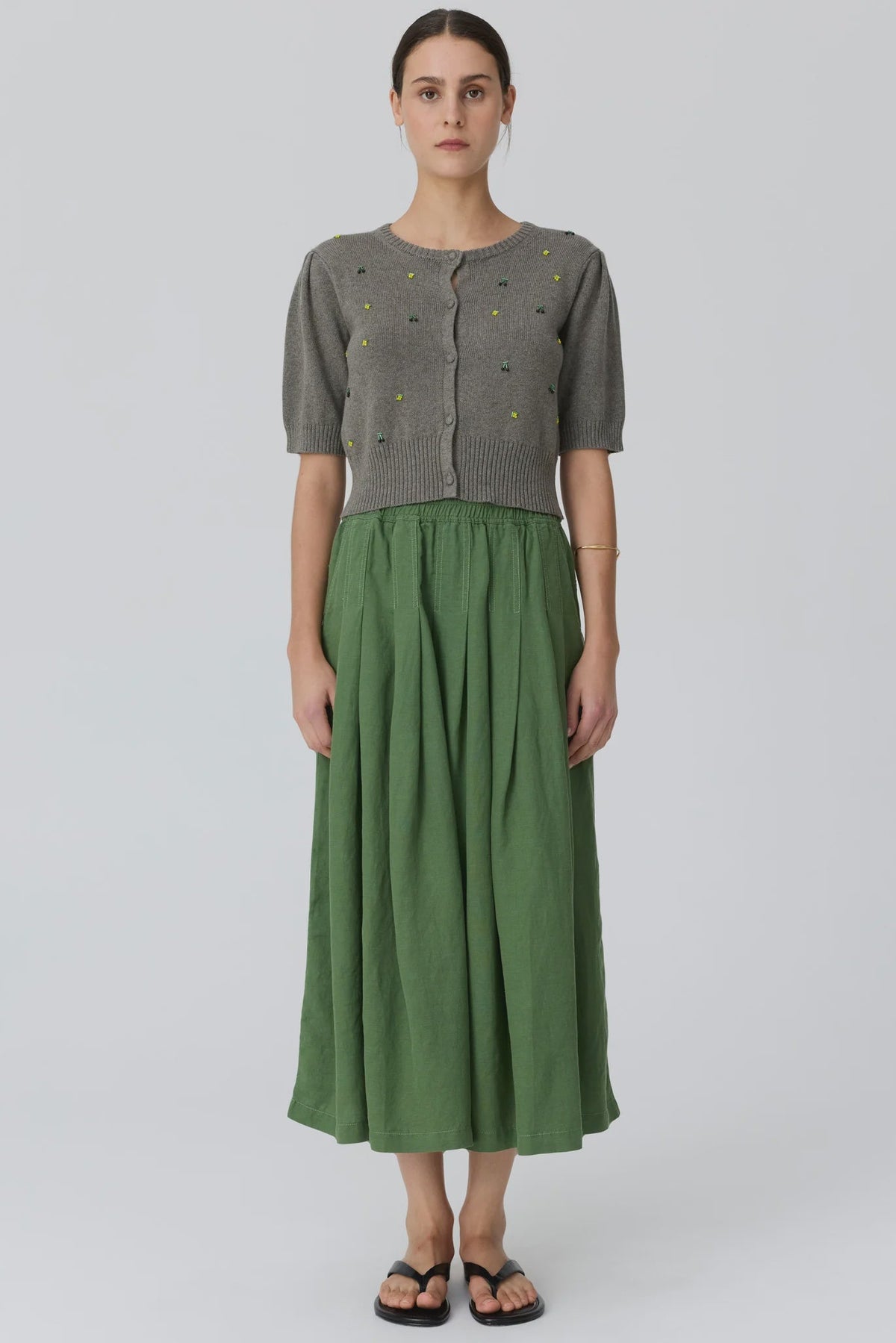 Viloa SS Cardigan Beaded / Moss