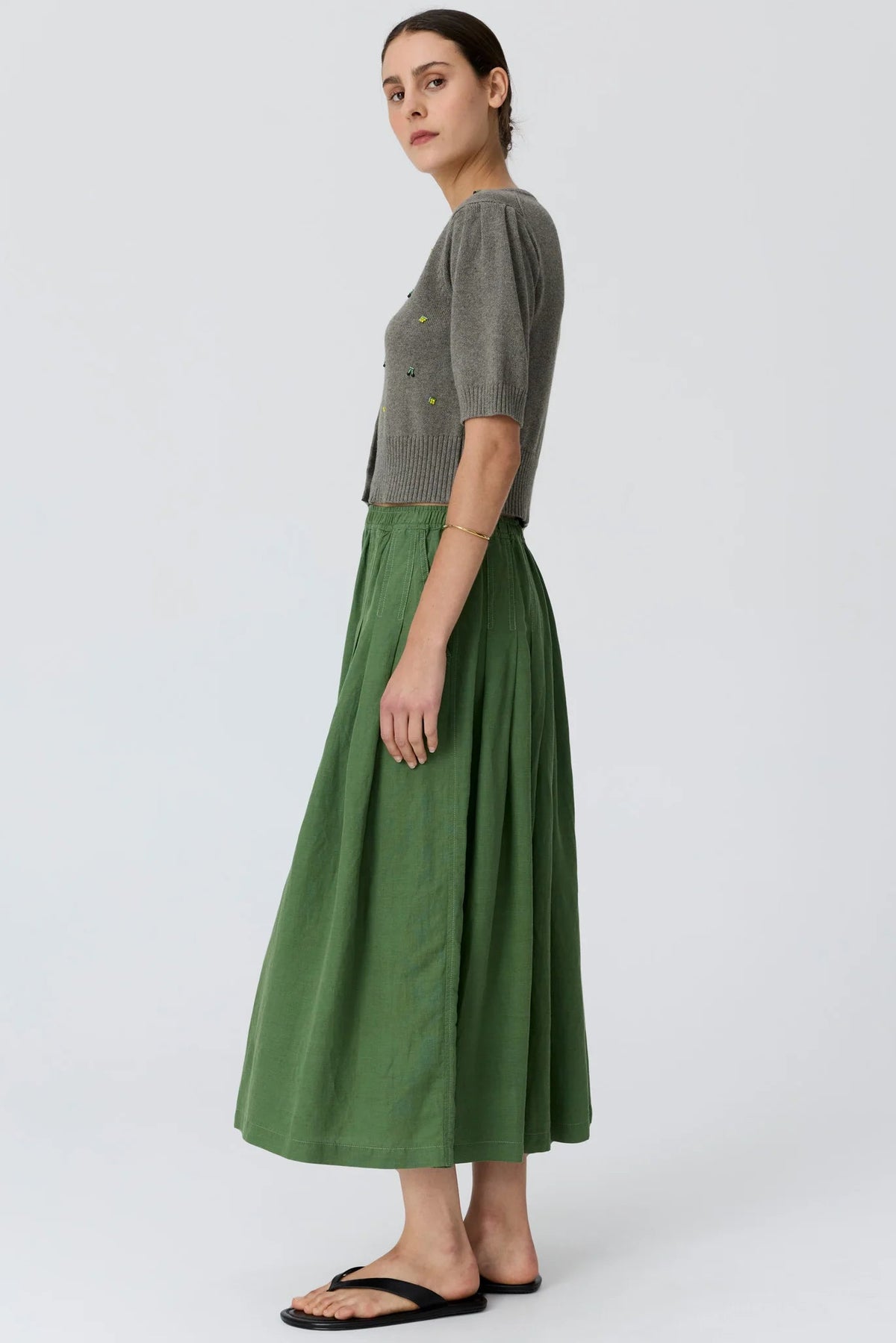 Viloa SS Cardigan Beaded / Moss