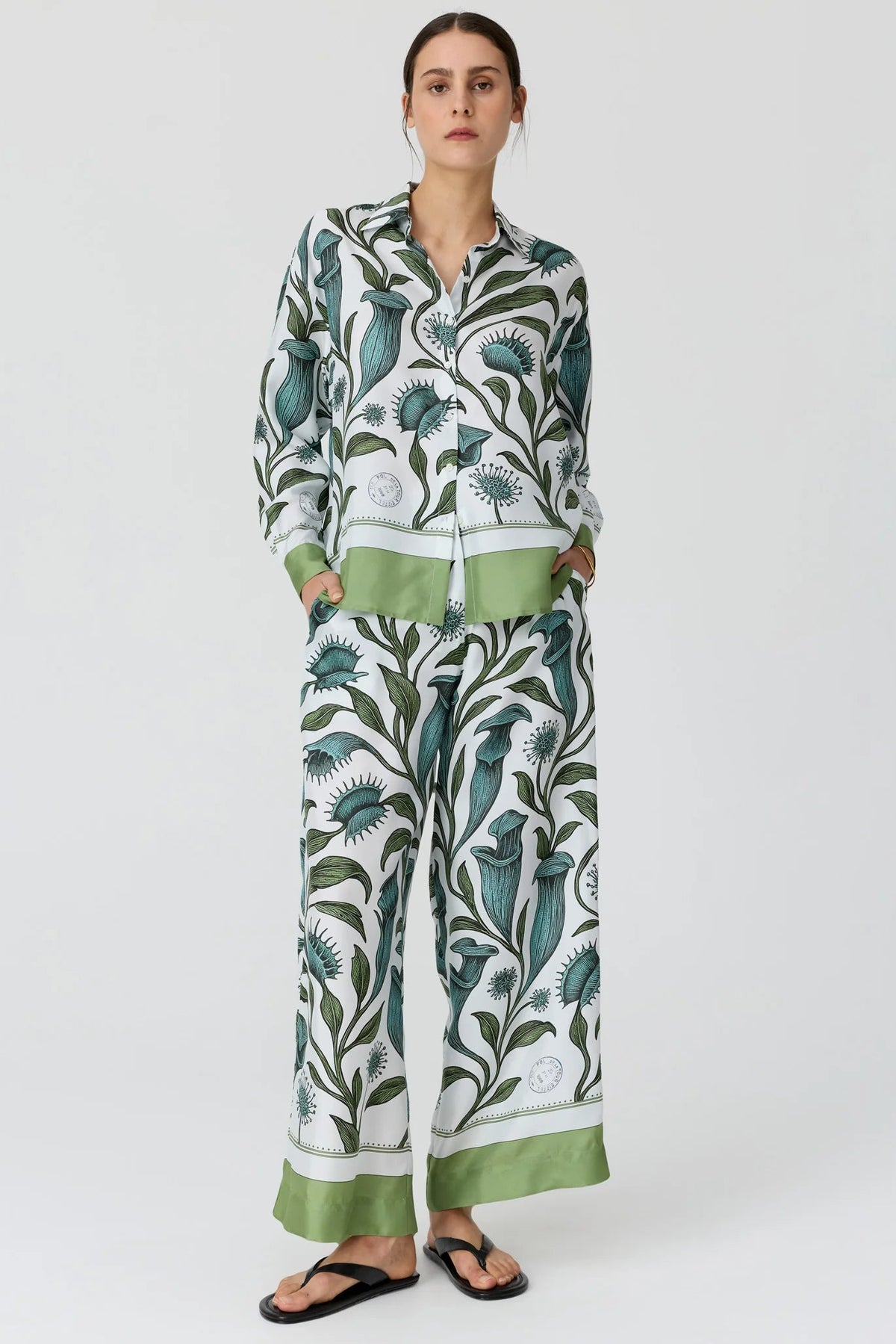 Linne Shirt / Linne Border Print