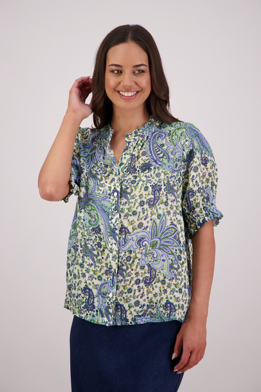 Pearly Shirt / Blue Paisley