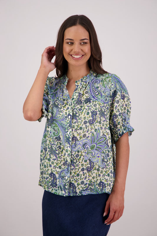 Pearly Shirt / Blue Paisley