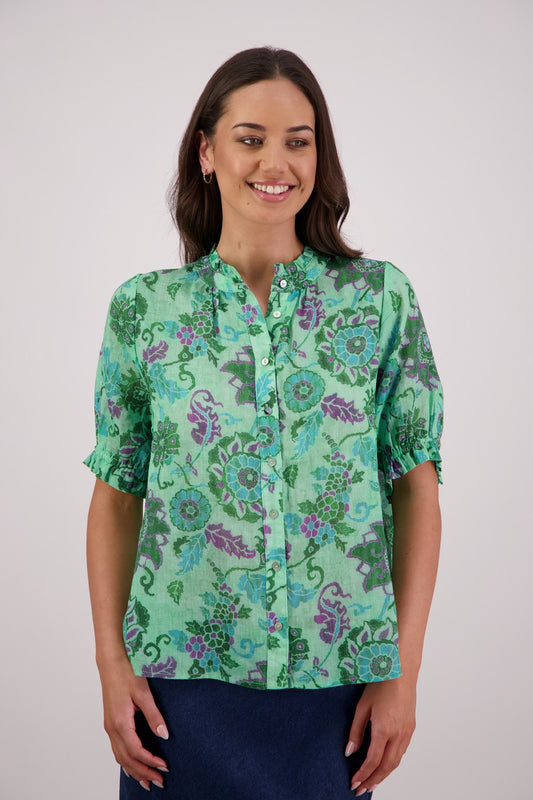 Pearly Shirt / Green Floral