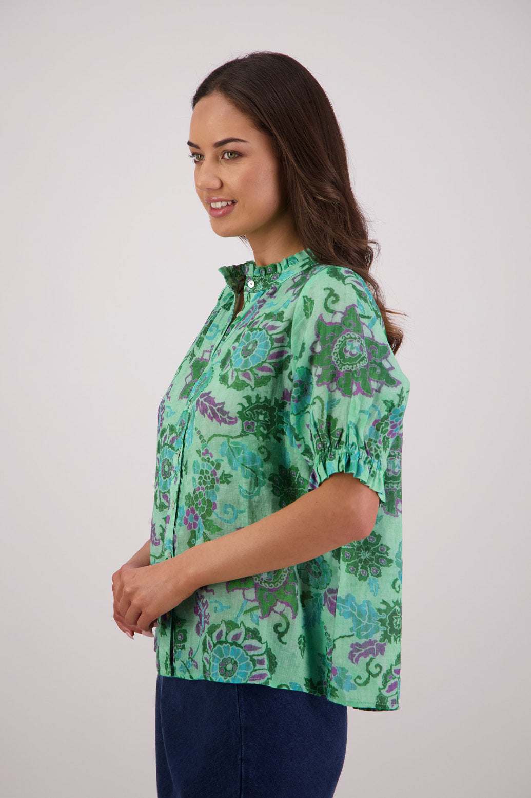Pearly Shirt / Green Floral
