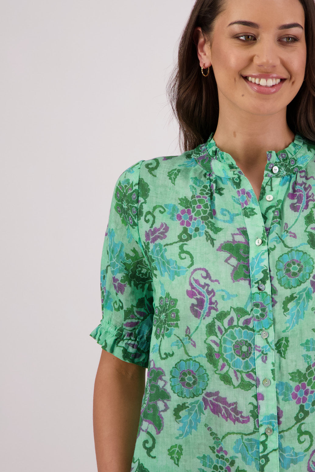 Pearly Shirt / Green Floral