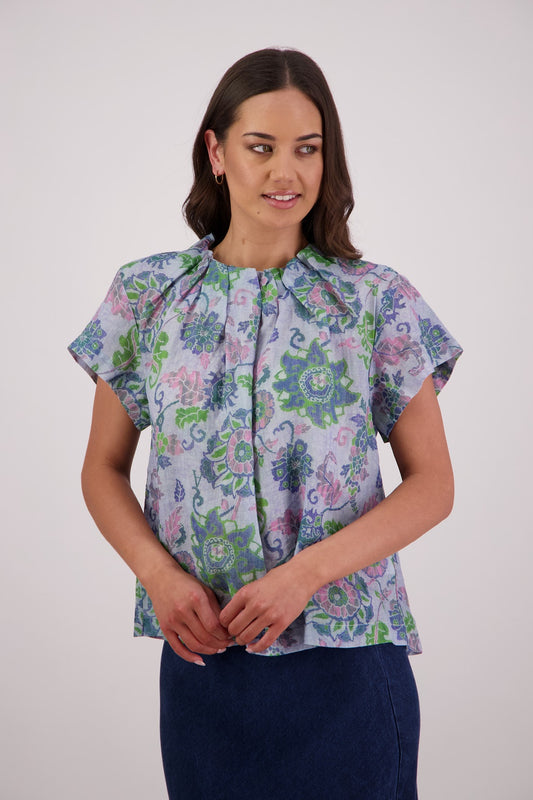 Pia Top / Blue Floral