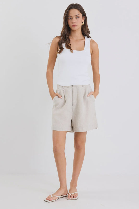 Literal  Pleat Front Shorts / Natural Linen