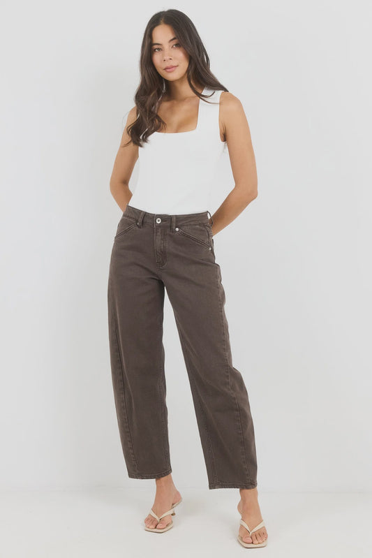 Idolise Stretch Soft Barrel Jean / Mocha