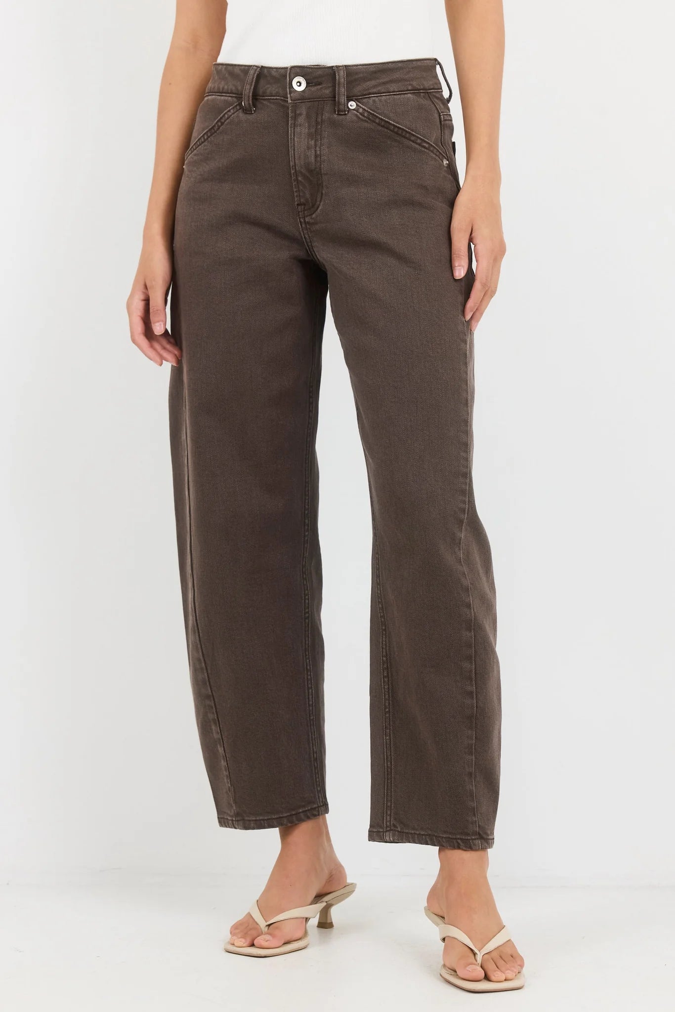 Idolise Stretch Soft Barrel Jean / Mocha