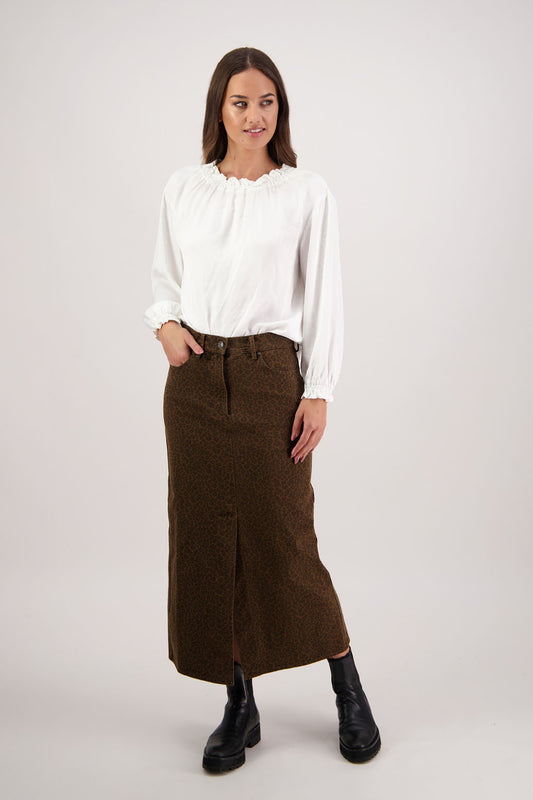 Rebel Denim Skirt / Tan Animal