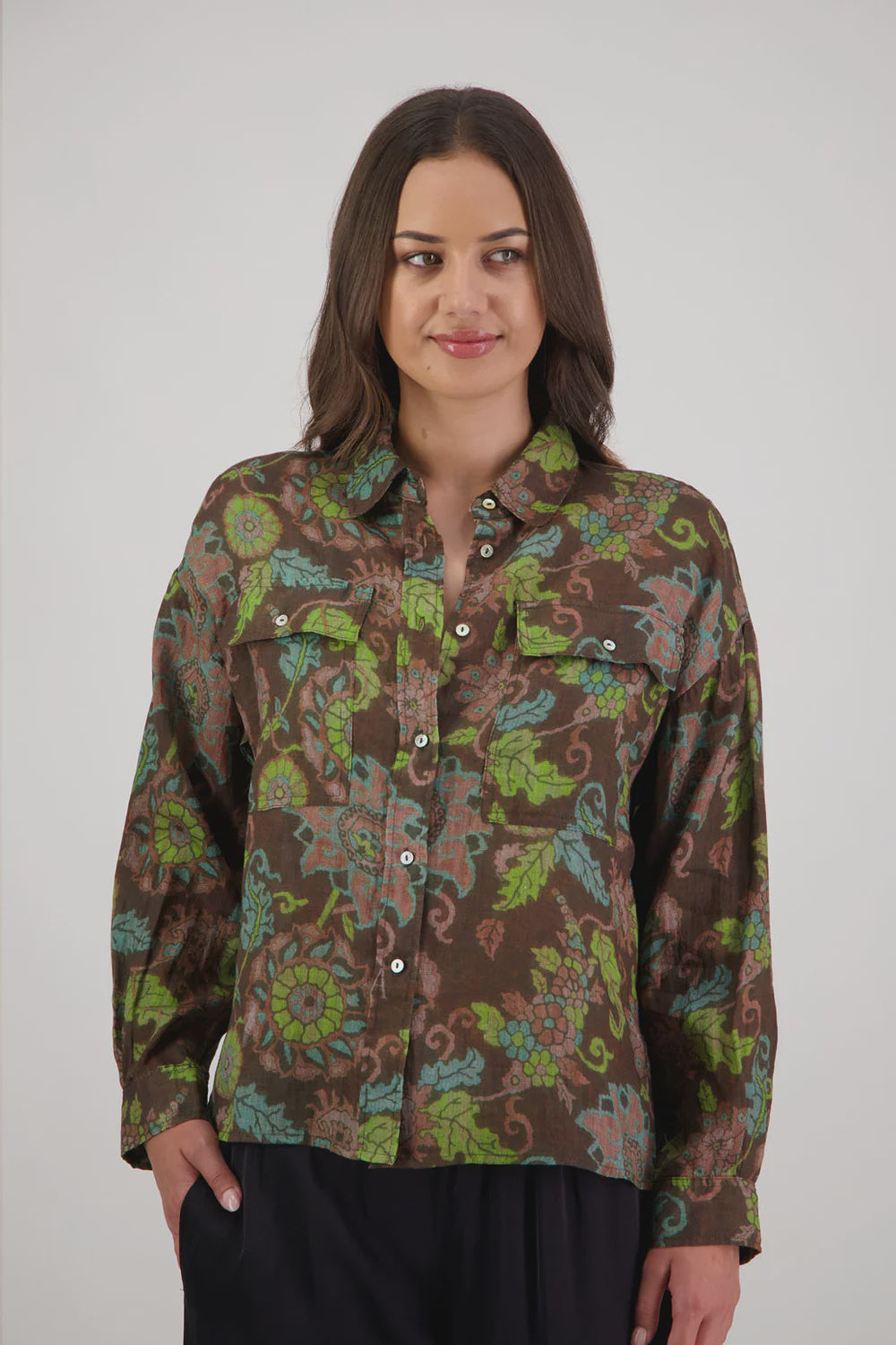 Ripley Shirt / Brown Floral