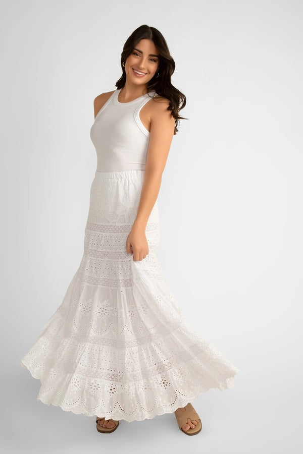 Tiered Broderie Anglaise Skirt