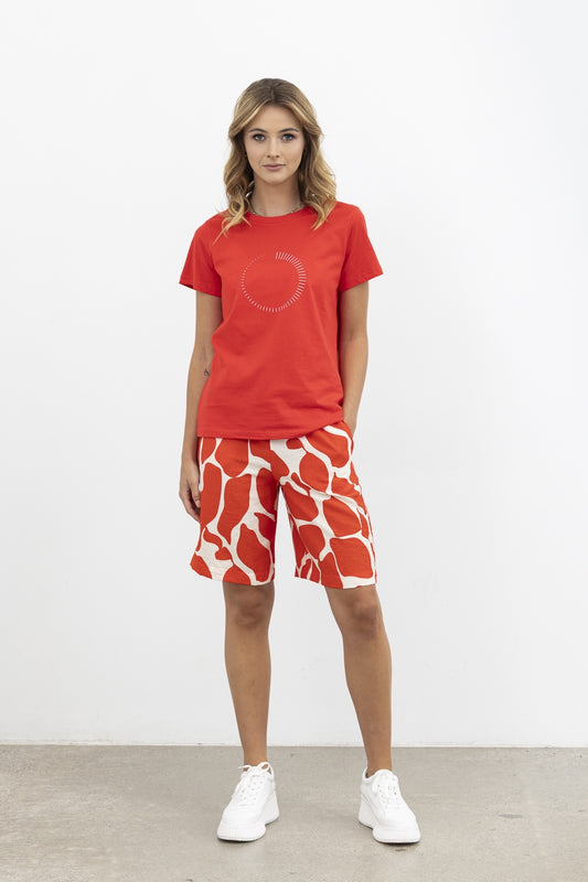 Timer Tee / Red-White Print