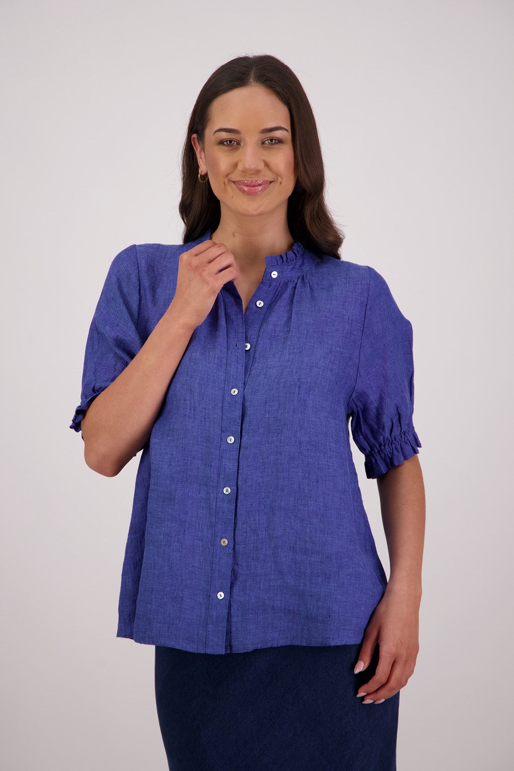 Tom Linen Top / Bright Blue
