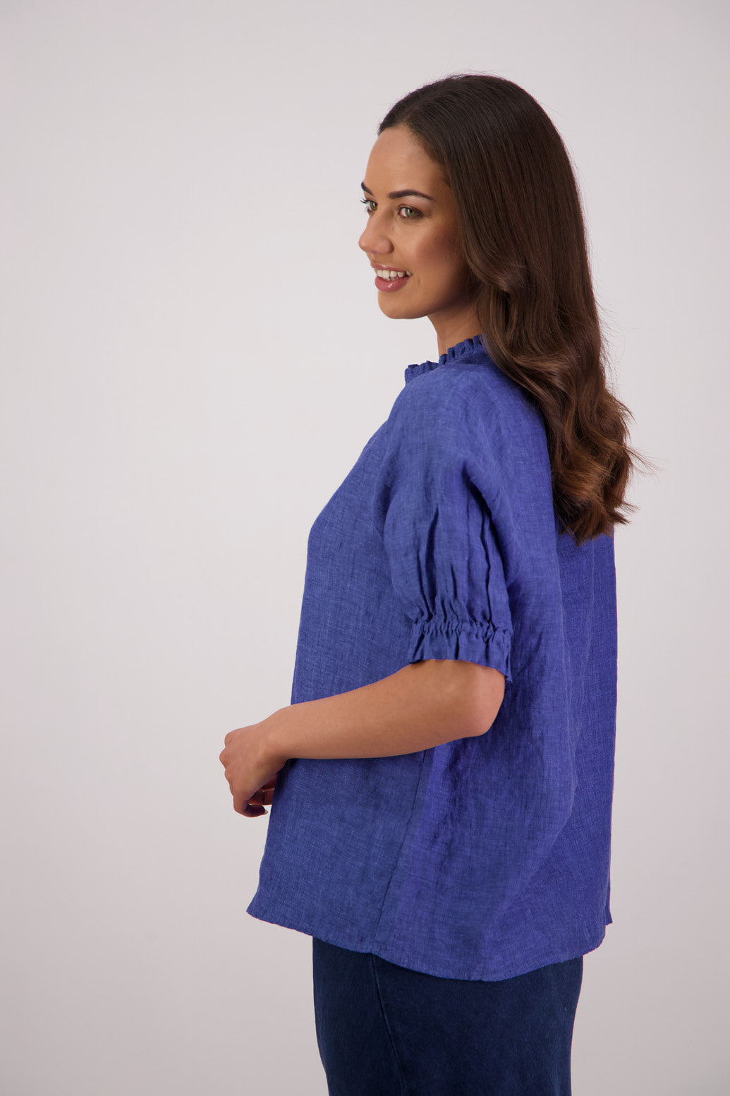 Tom Linen Top / Bright Blue