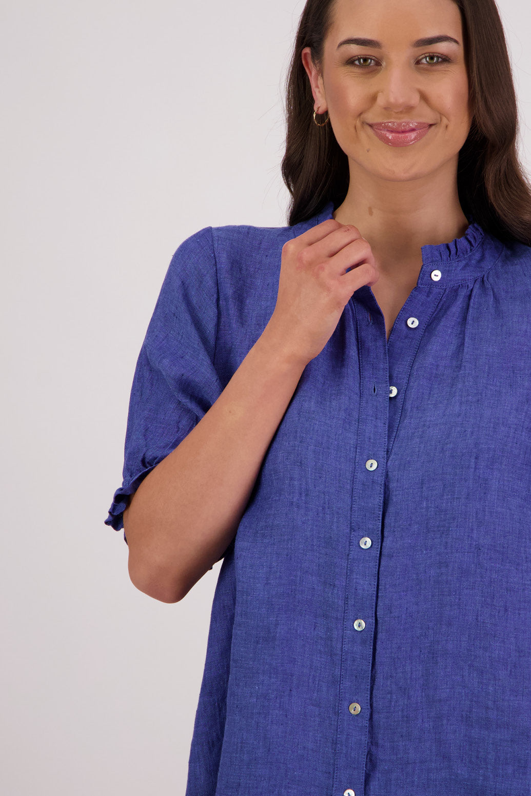 Tom Linen Top / Bright Blue