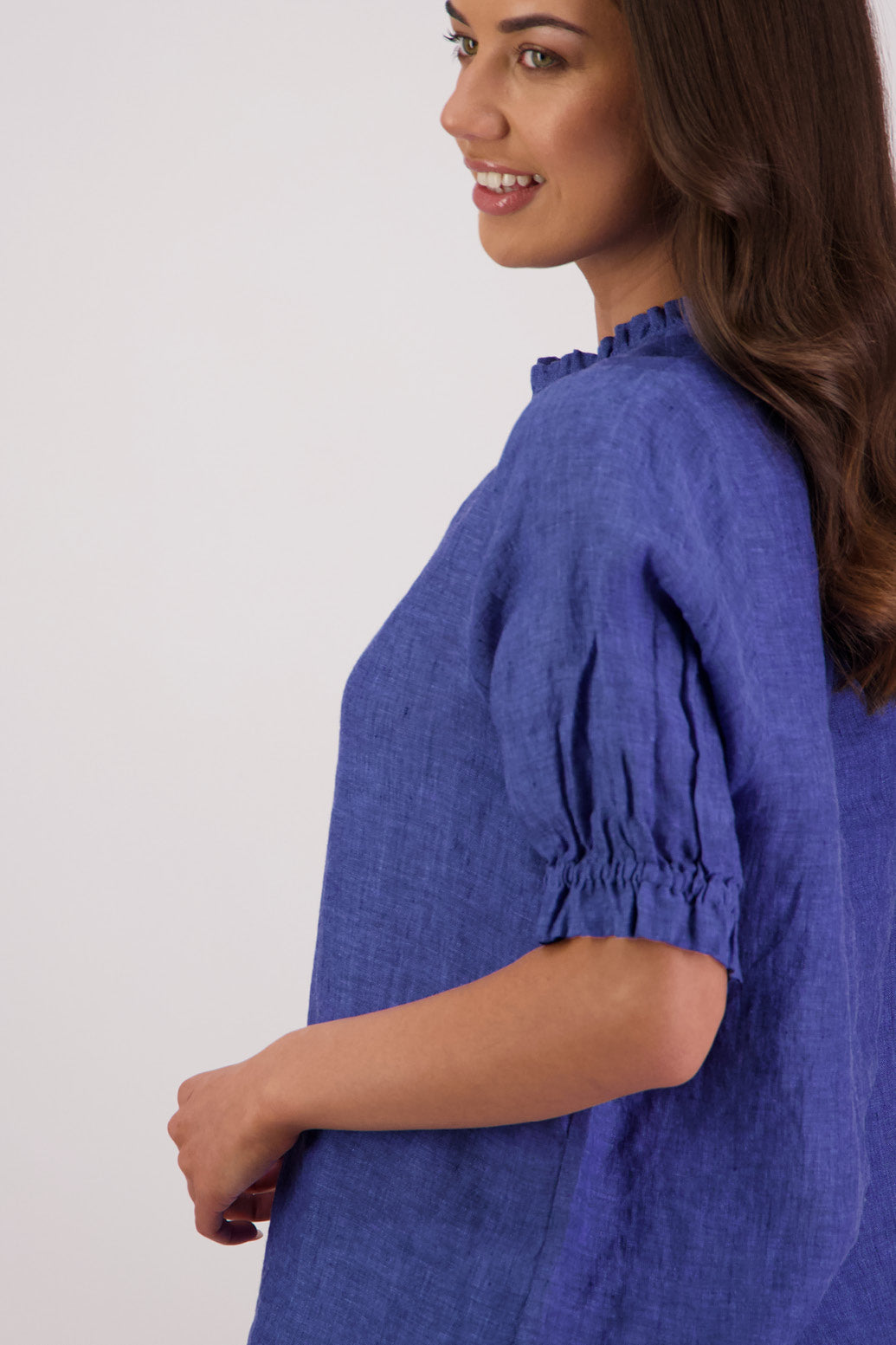 Tom Linen Top / Bright Blue