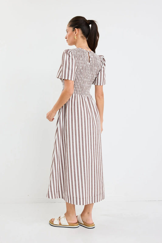 Wren Stripe Midi Dress / Chocolate
