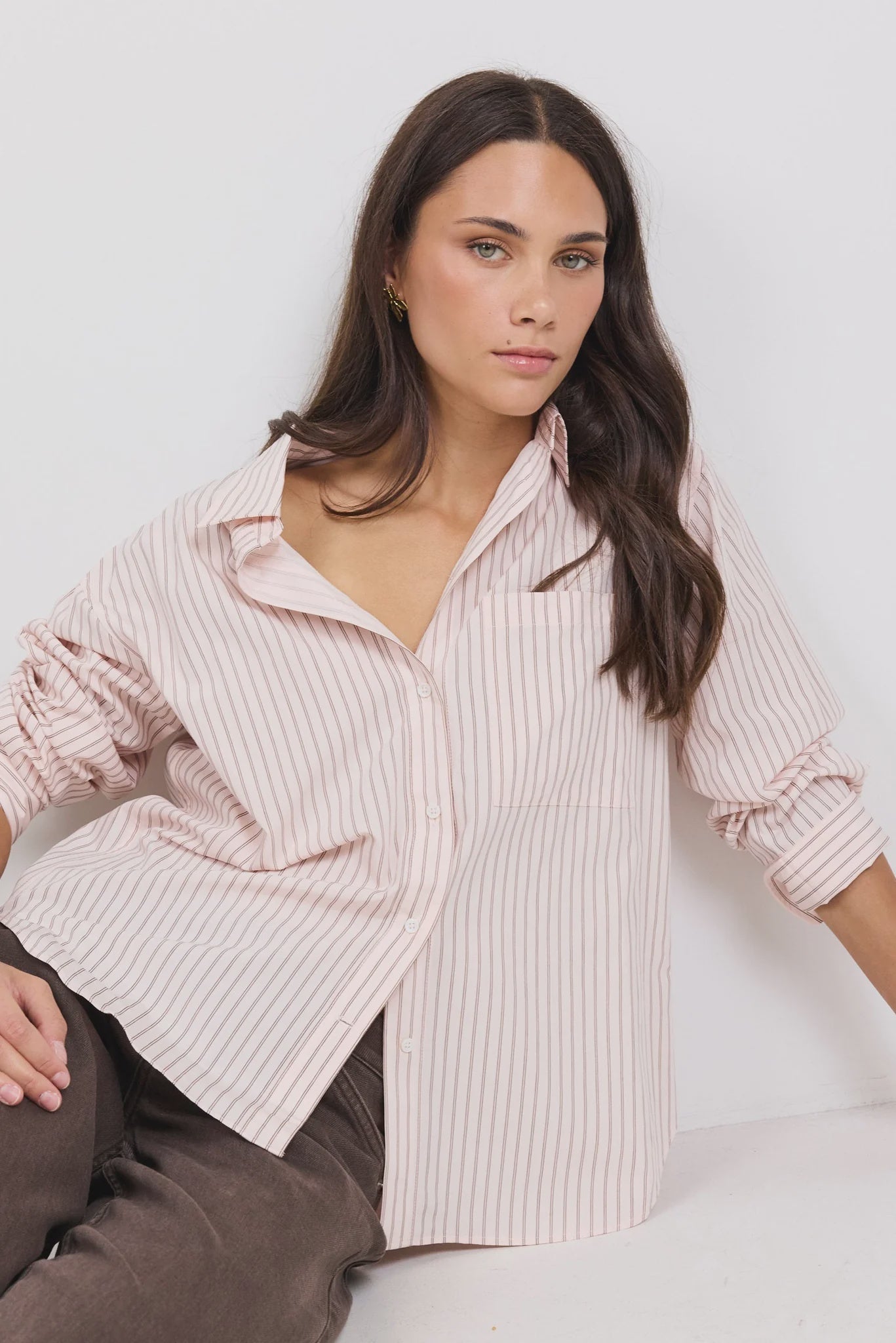 You Got This  Oversized Boyfriend Shirt / Blush Double Pinstripe