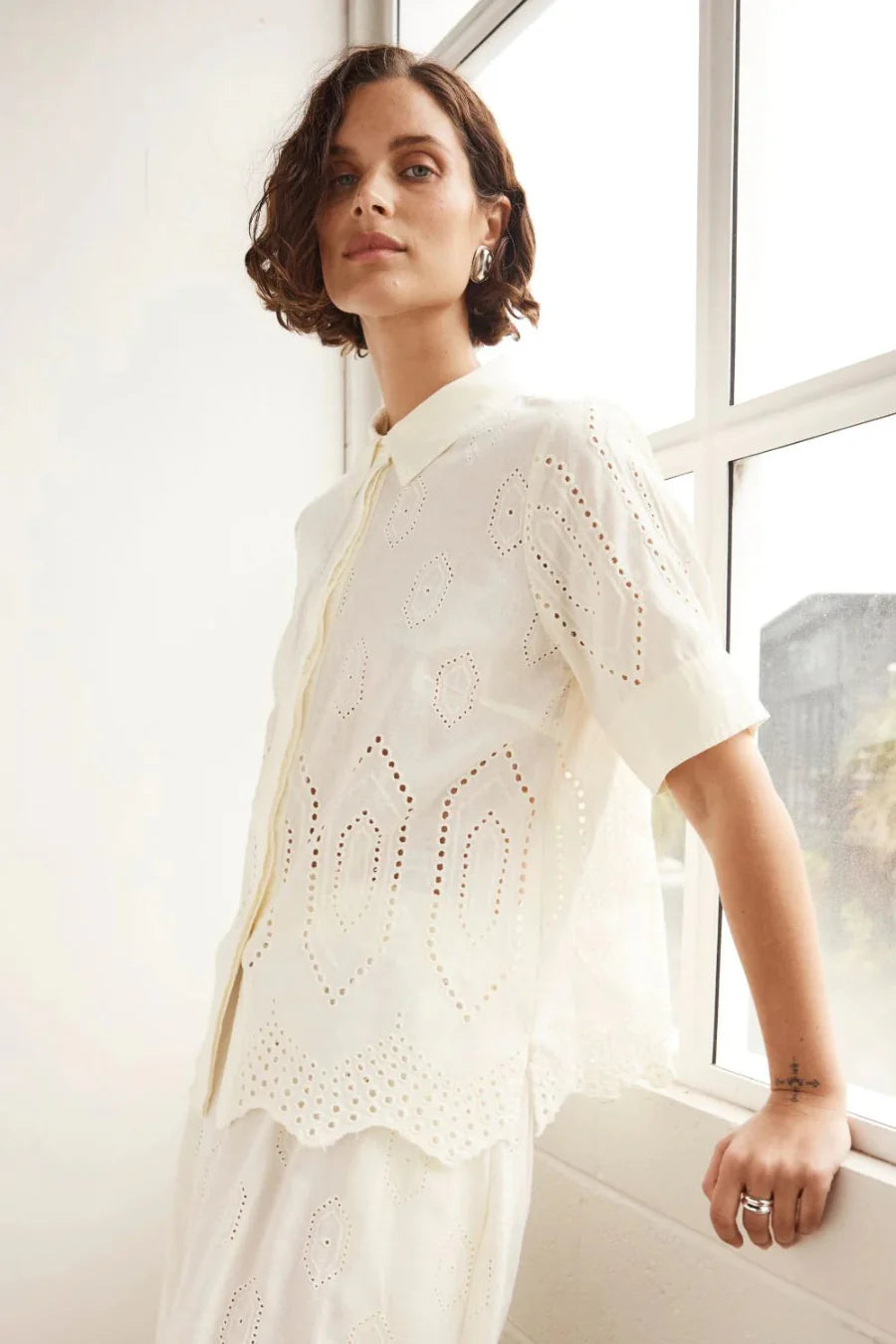 Pixel Top/Cream Broderie