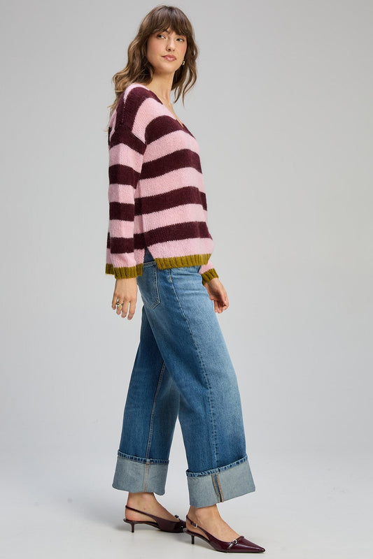 Cozy Kid Stripe V / Sugar Plum