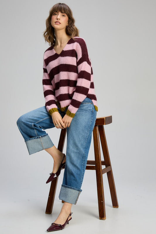 Cozy Kid Stripe V / Sugar Plum