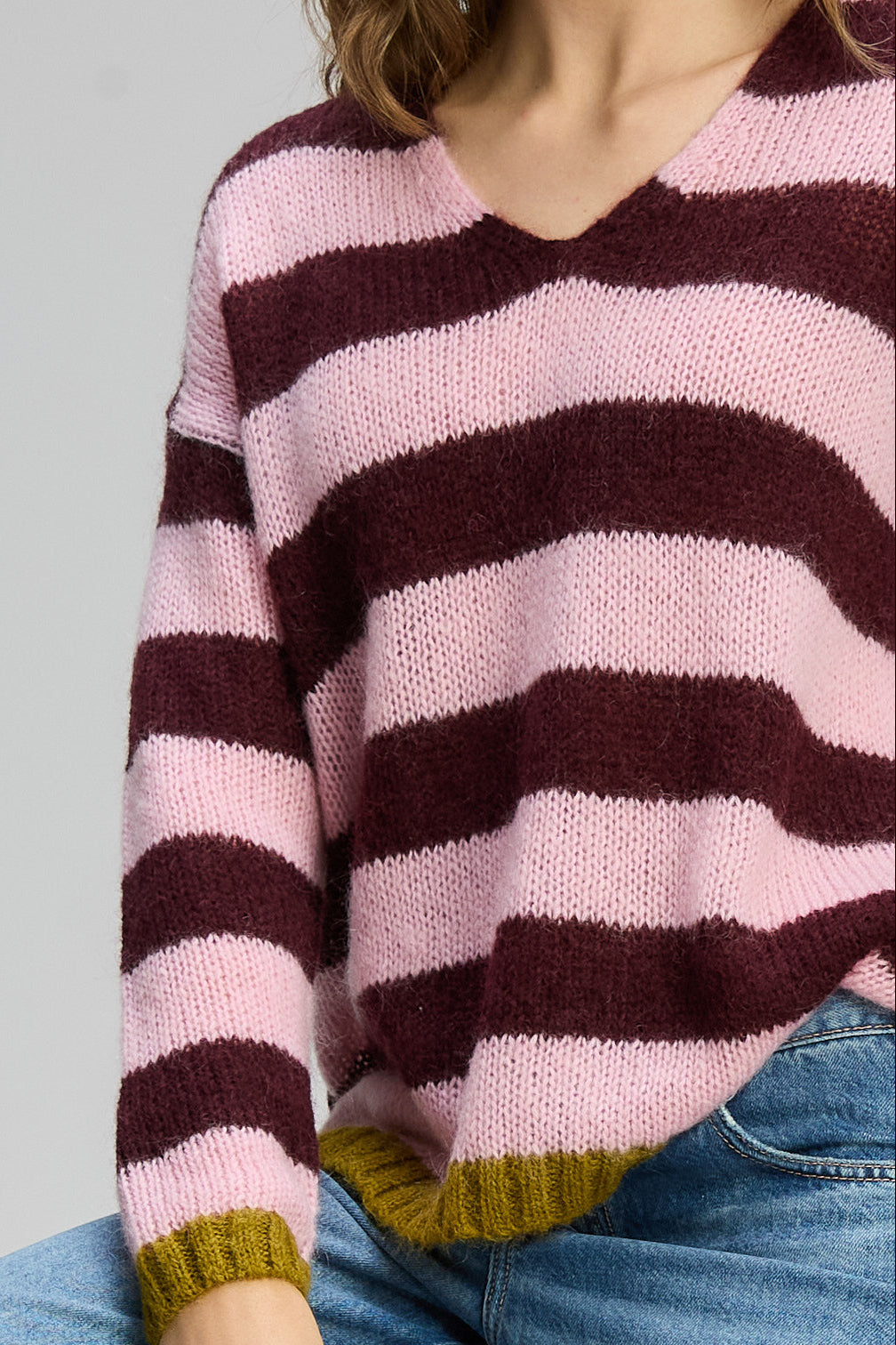 Cozy Kid Stripe V / Sugar Plum