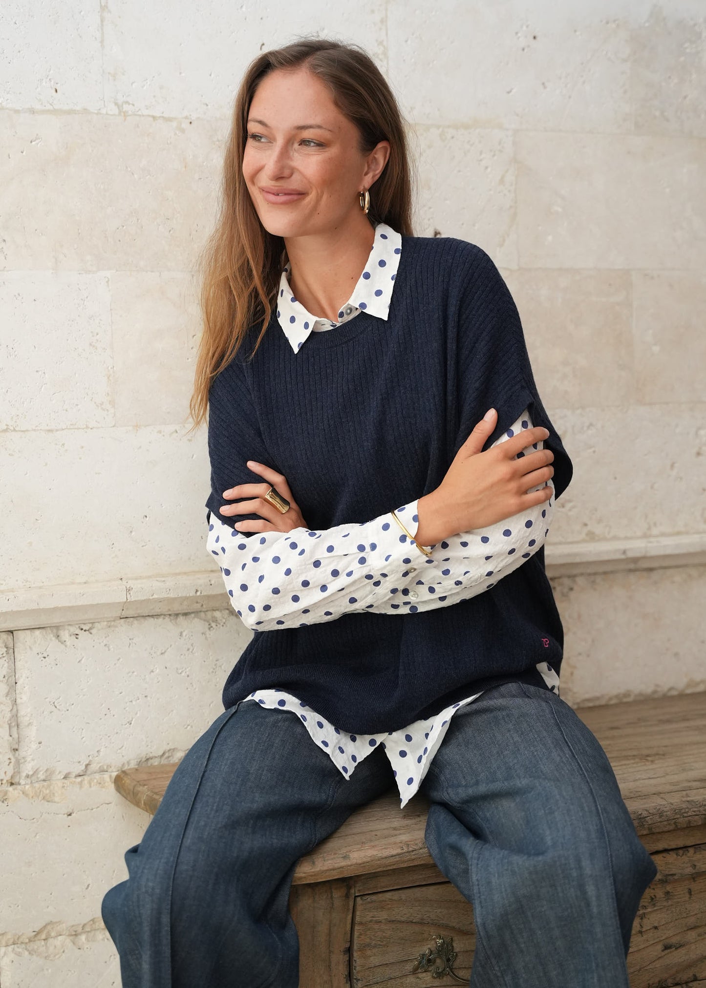 Spotty Shirt Esntl / Sportino Navy