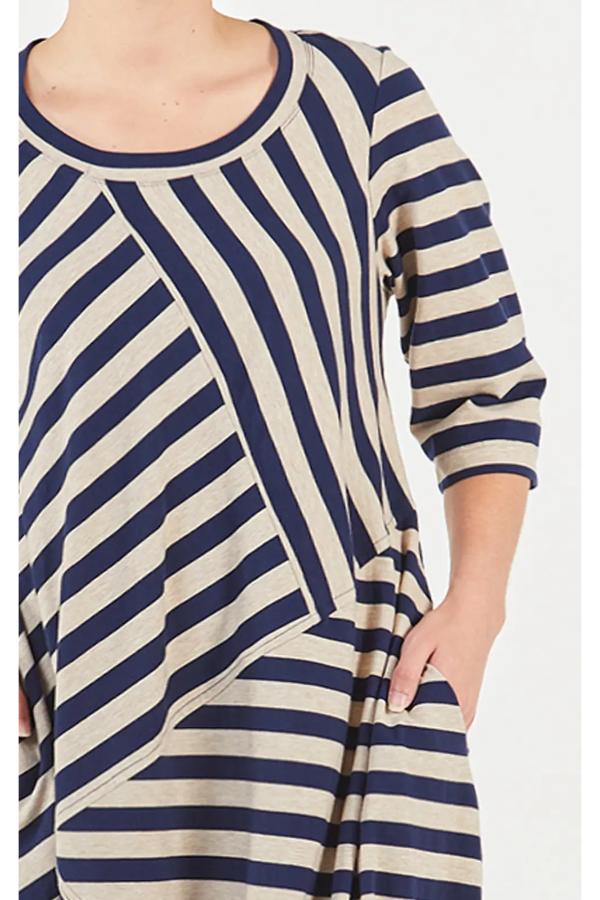 Cabo Jigsaw Dress /Ink Stripe