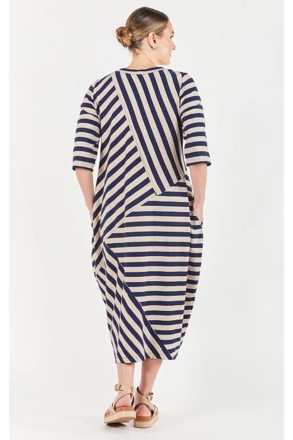 Cabo Jigsaw Dress /Ink Stripe