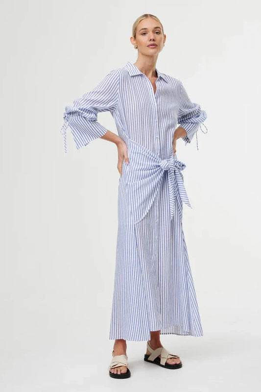 Dakota Maxi Shirt Dress/Sea Stripe