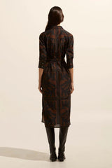 Pinpoint Dress /Chocolate Frond