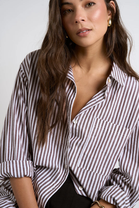 You Got This Chocolate Stripe Oversized Shirt / Chocolate Stripe