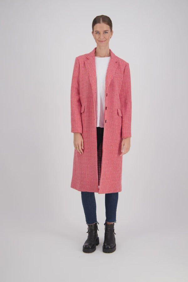 Minty Coat /Red Houndstooth