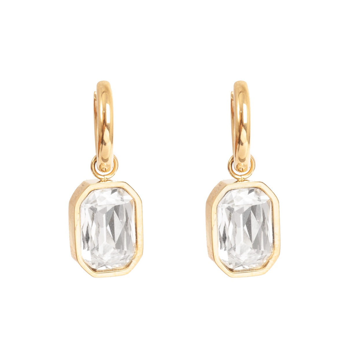 Pure Steel Crystal Gold Earrings