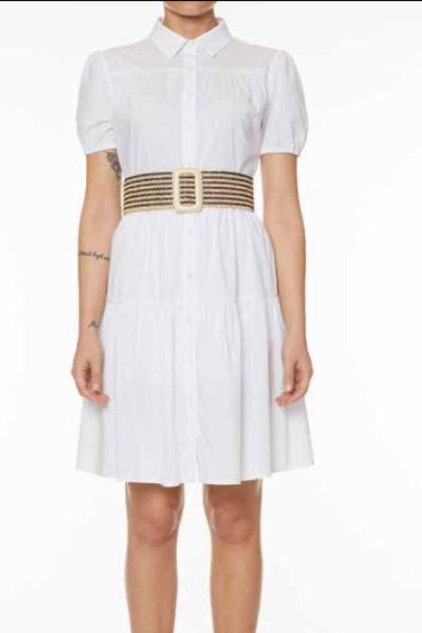 Italian Flounced Dress/White