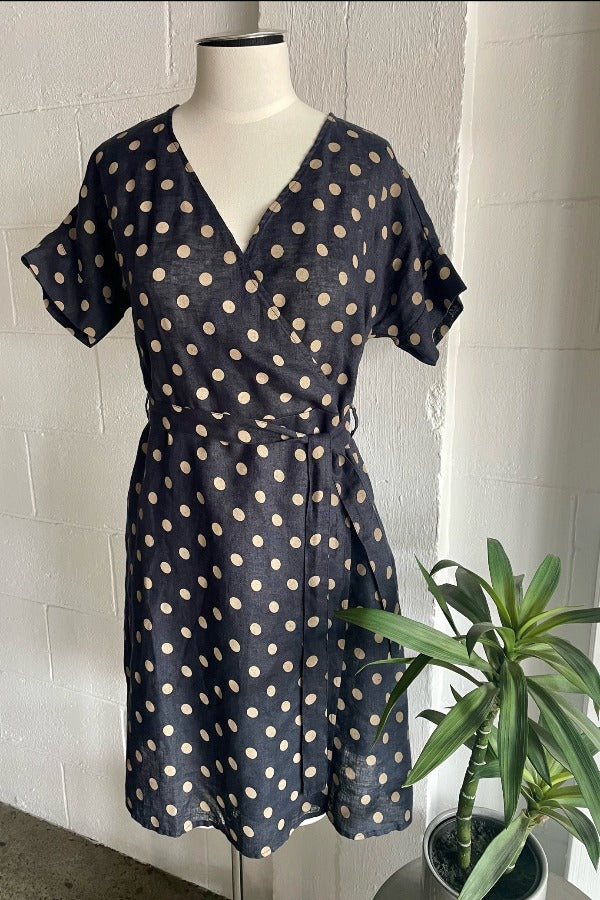 Italian Wrap Dress /Navy Spot