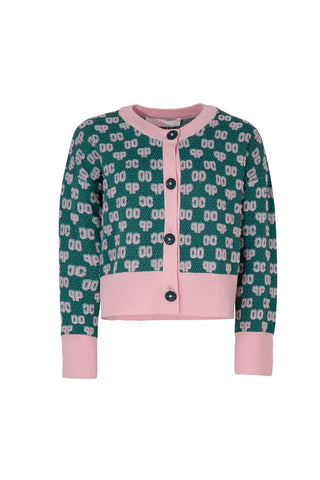 Whole Letter Love Cardigan /Green-Pink